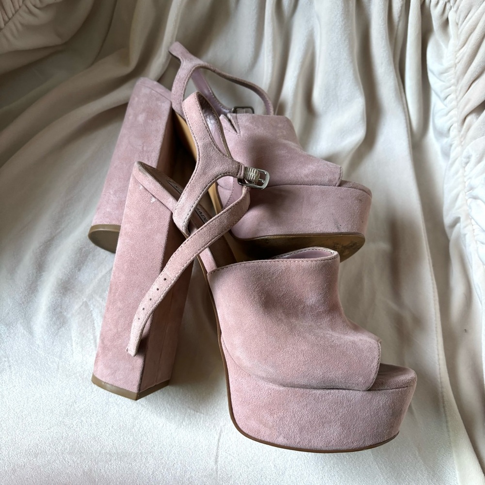 Steve Madden Mauve Rose Pink Suede Studio Platform Sandals Size 9
